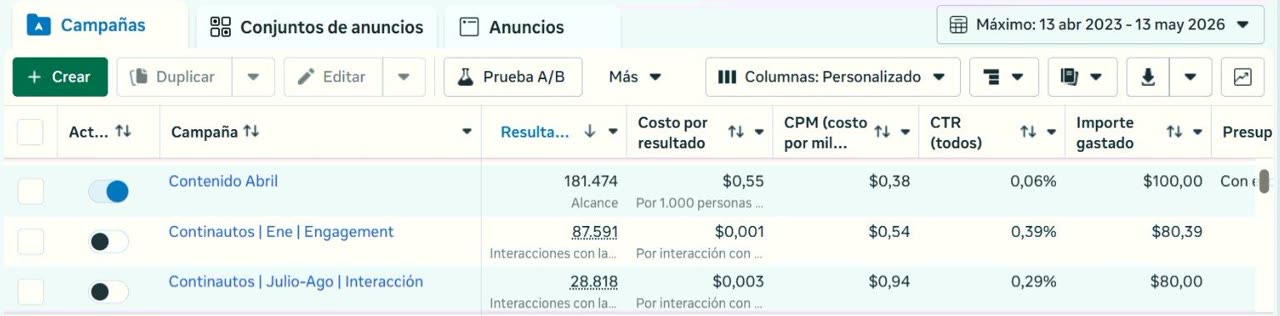 Captura real de campaña en operación